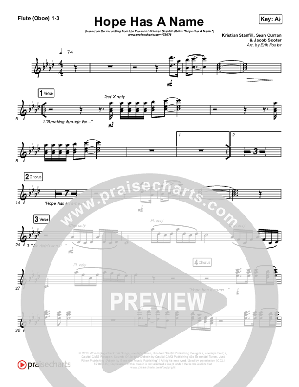 Hope Has A Name Flute/Oboe 1/2/3 (Passion / Kristian Stanfill)