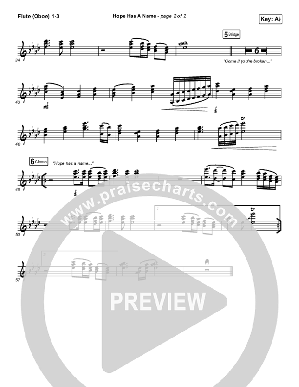 Hope Has A Name Flute/Oboe 1/2/3 (Passion / Kristian Stanfill)