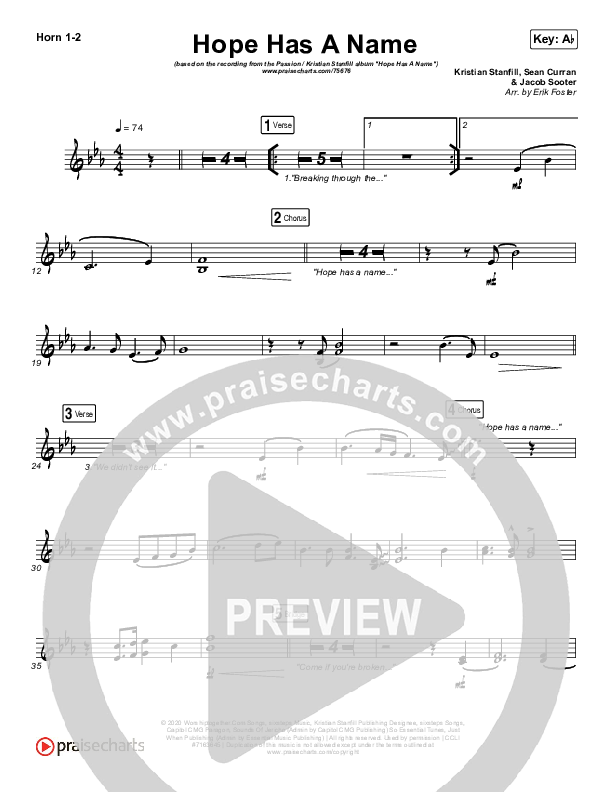 Hope Has A Name French Horn 1/2 (Passion / Kristian Stanfill)