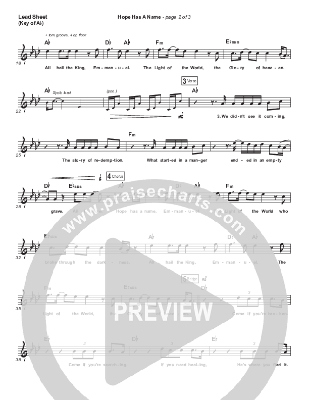 Hope Has A Name Lead Sheet (Melody) (Passion / Kristian Stanfill)