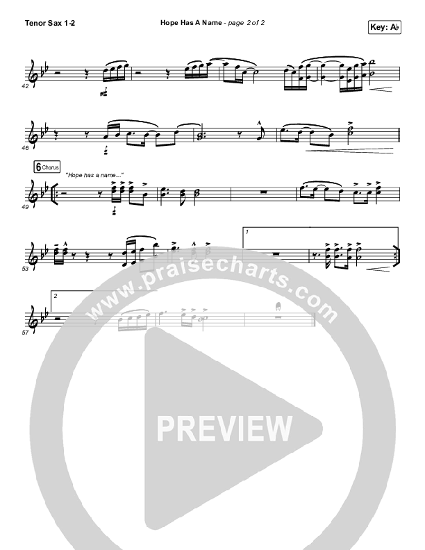 Hope Has A Name Tenor Sax 1/2 (Passion / Kristian Stanfill)