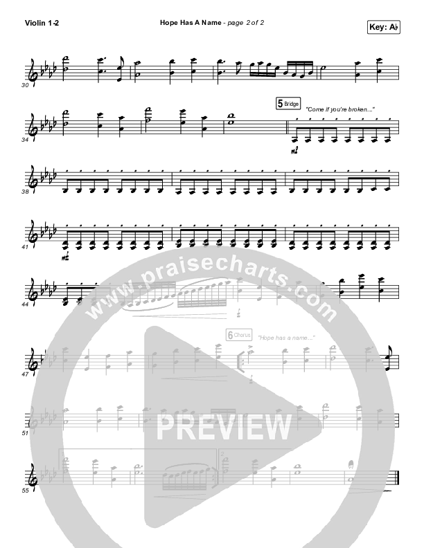 Hope Has A Name Violin 1/2 (Passion / Kristian Stanfill)