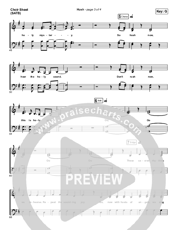Hush Choir Sheet (SATB) (Passion / Melodie Malone)