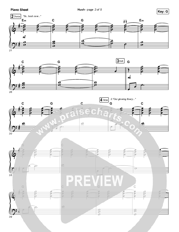 Hush Piano Sheet (Passion / Melodie Malone)