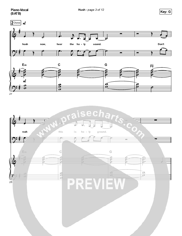 Hush Piano/Vocal (SATB) (Passion / Melodie Malone)