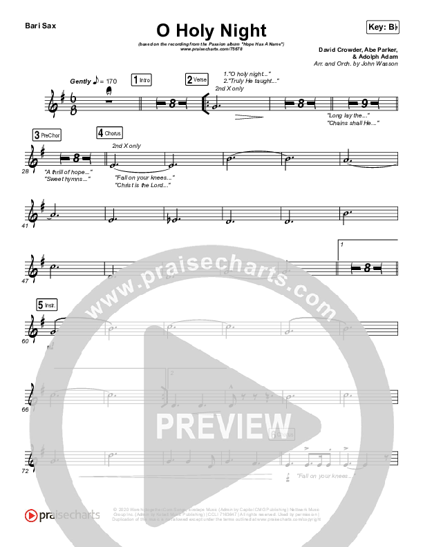 O Holy Night Bari Sax (Passion / Crowder)