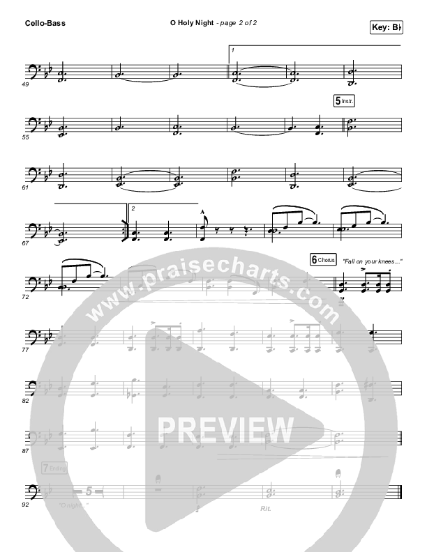 O Holy Night Cello/Bass (Passion / Crowder)