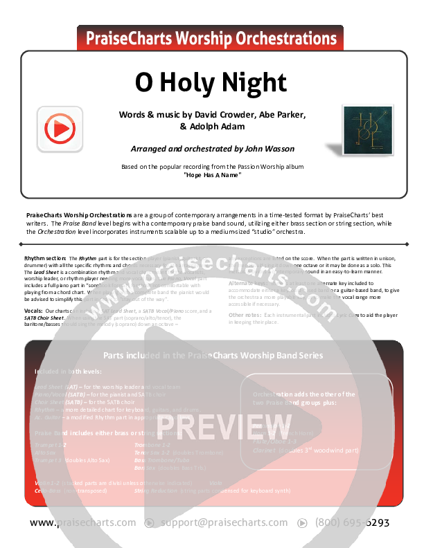 O Holy Night Cover Sheet (Passion / Crowder)