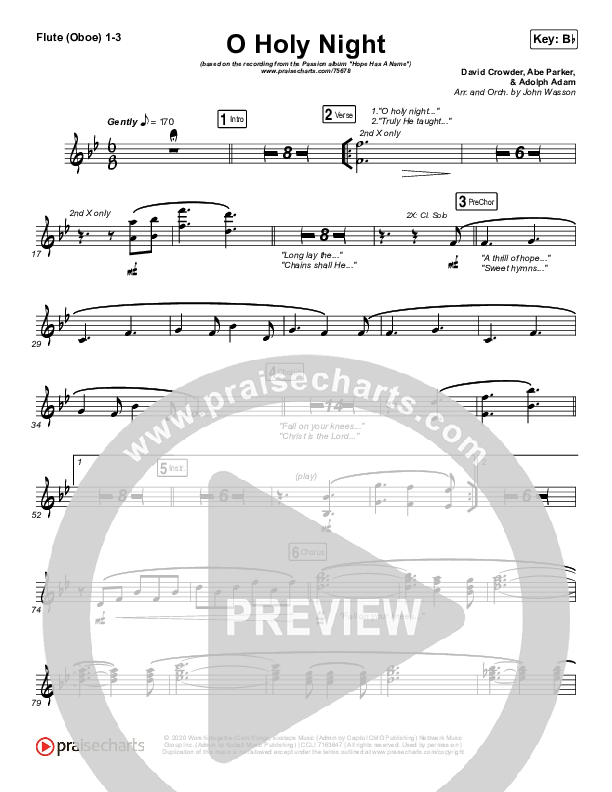 O Holy Night Flute/Oboe 1/2/3 (Passion / Crowder)