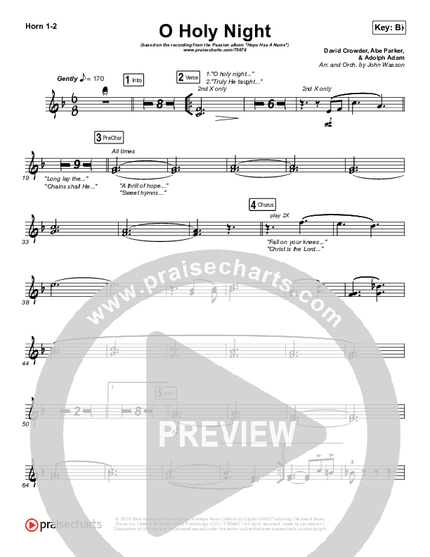 O Holy Night French Horn 1/2 (Passion / Crowder)