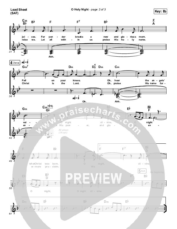 O Holy Night Lead Sheet (Print Only) (Passion / Crowder)