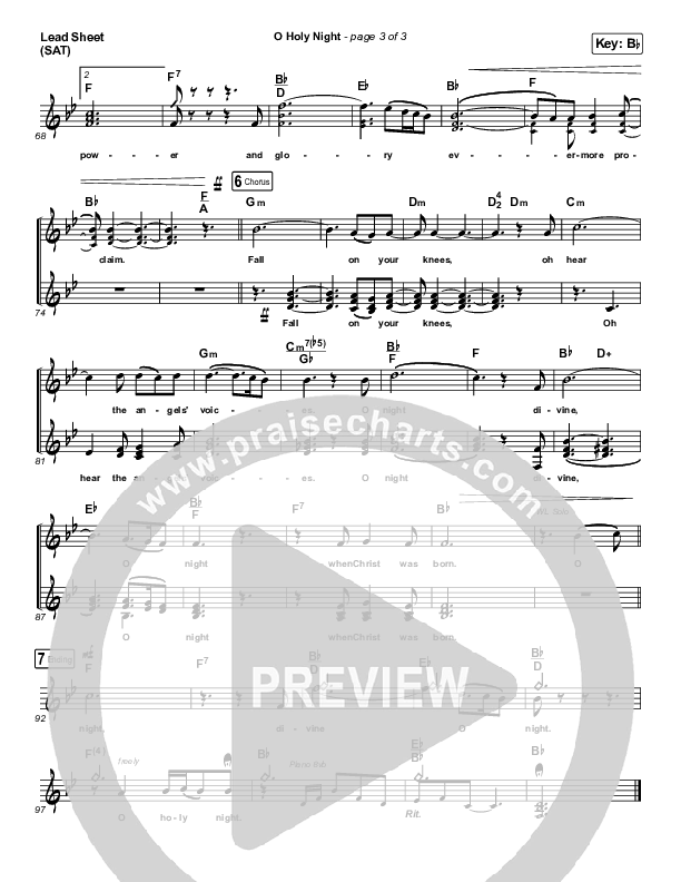 O Holy Night Lead Sheet (Print Only) (Passion / Crowder)