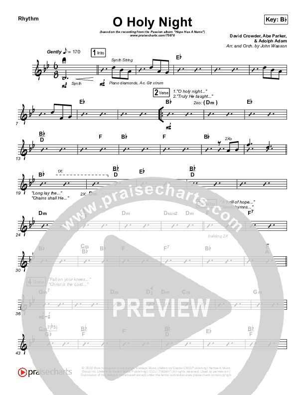 O Holy Night Rhythm Chart (Passion / Crowder)