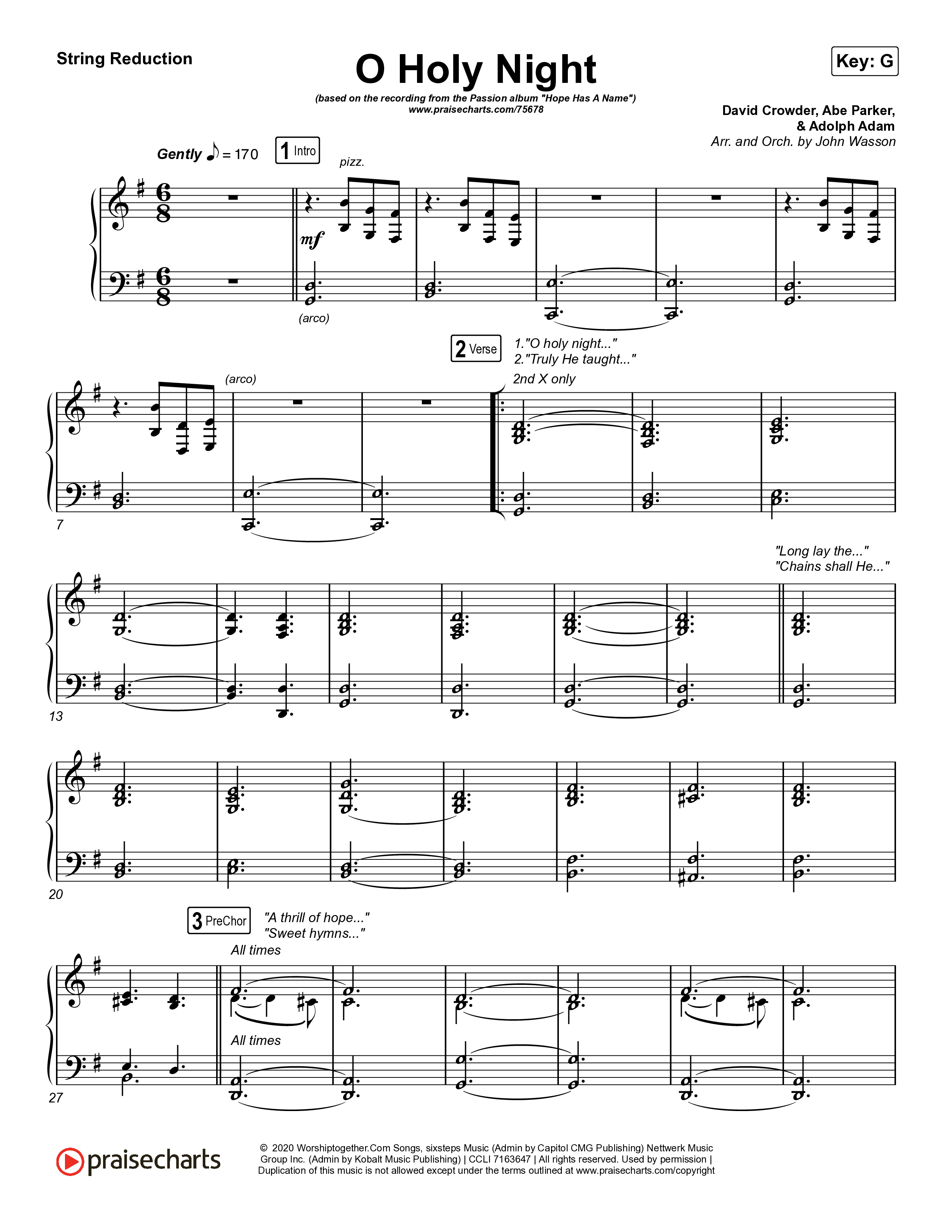 O Holy Night String Reduction (Passion / Crowder)