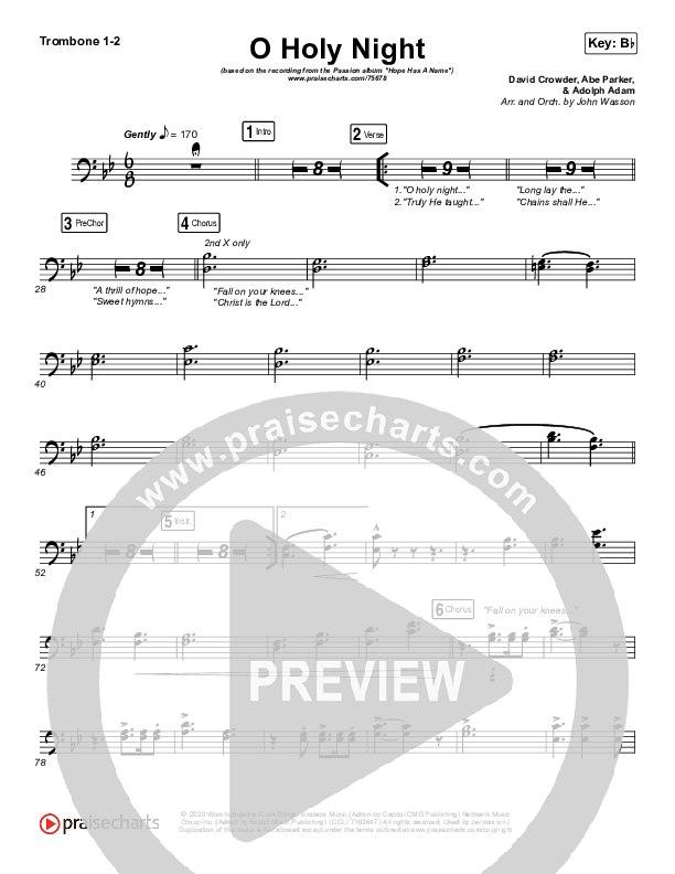 O Holy Night Trombone 1/2 (Passion / Crowder)