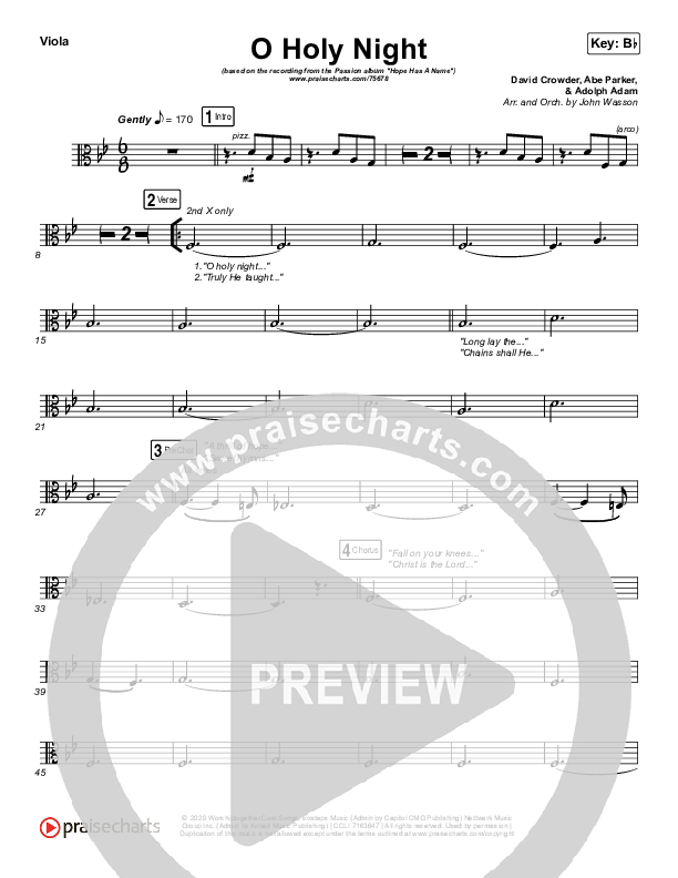 O Holy Night Viola (Passion / Crowder)