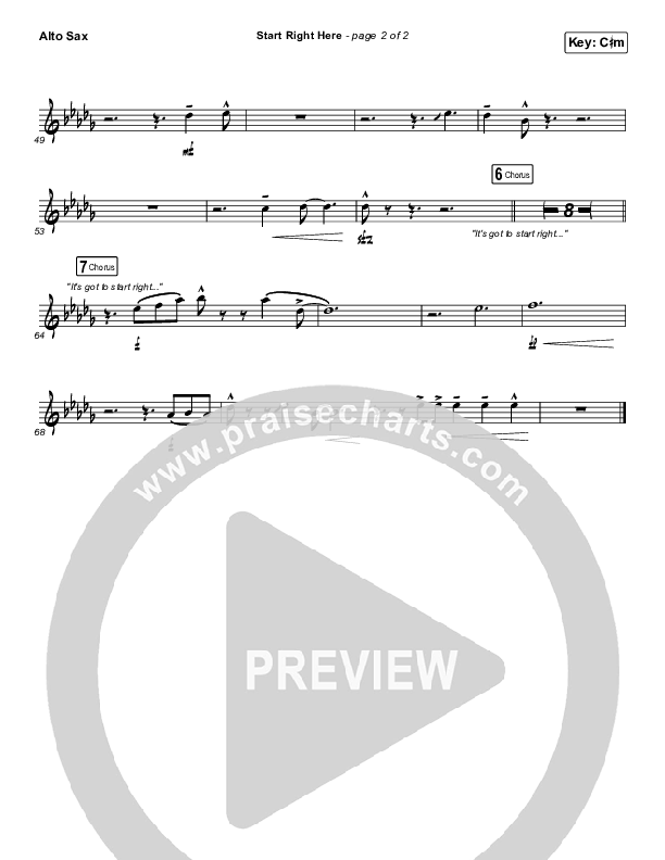 Start Right Here (Single) Alto Sax (Casting Crowns)