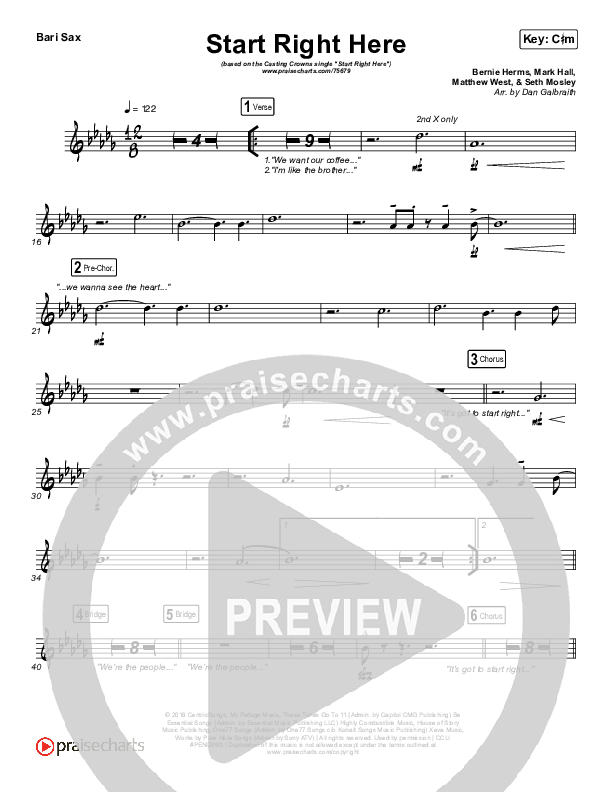 Start Right Here (Single) Bari Sax (Casting Crowns)