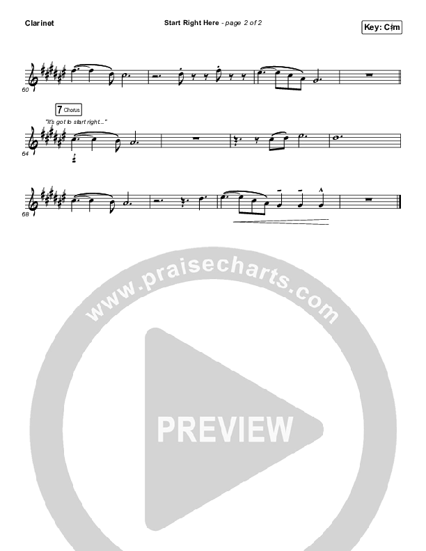 Start Right Here (Single) Clarinet (Casting Crowns)