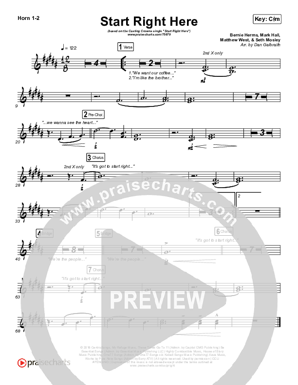 Start Right Here (Single) French Horn 1/2 (Casting Crowns)