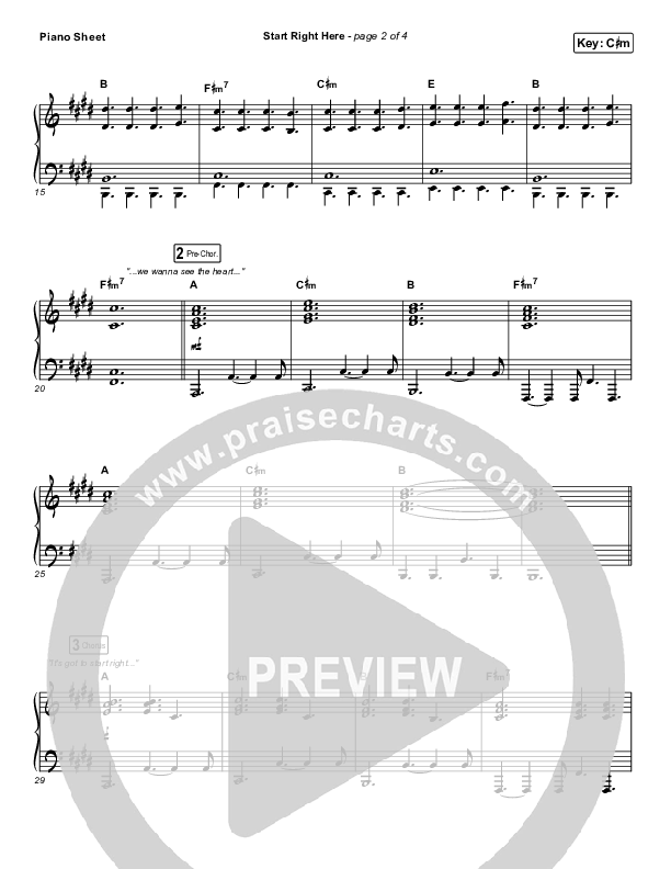 Start Right Here (Single) Piano Sheet (Print Only) (Casting Crowns)