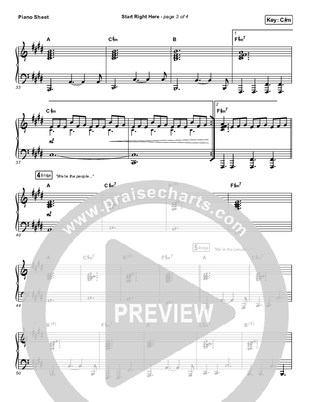 Start Right Here (Single) Piano Sheet (Print Only) (Casting Crowns)