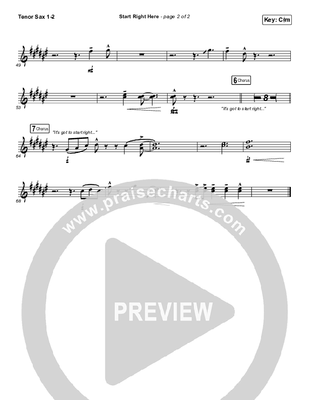 Start Right Here (Single) Tenor Sax 1/2 (Casting Crowns)
