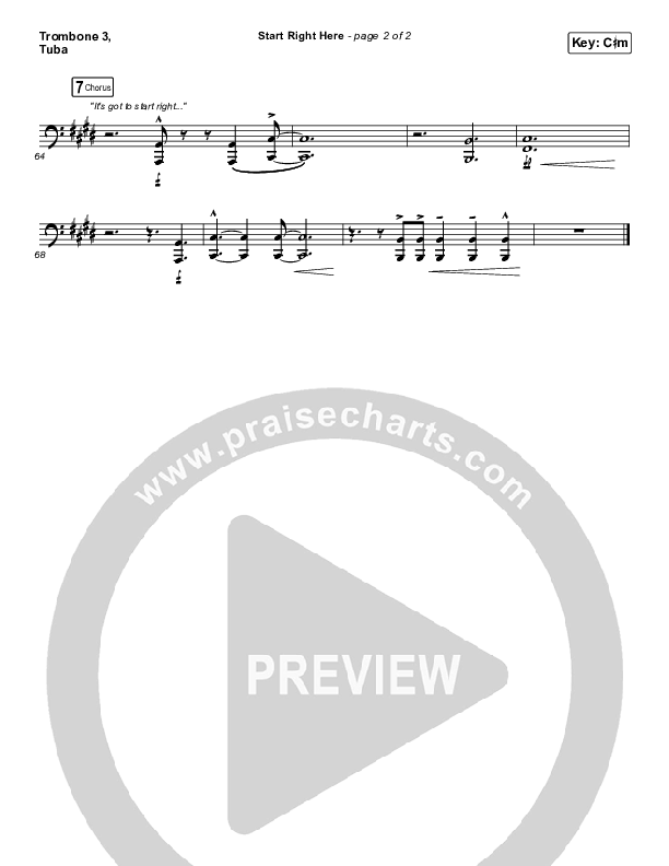 Start Right Here (Single) Trombone 3/Tuba (Casting Crowns)