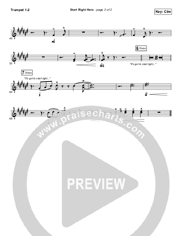 Start Right Here (Single) Trumpet 1,2 (Casting Crowns)