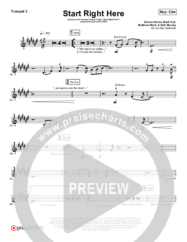Start Right Here (Single) Trumpet 3 (Casting Crowns)