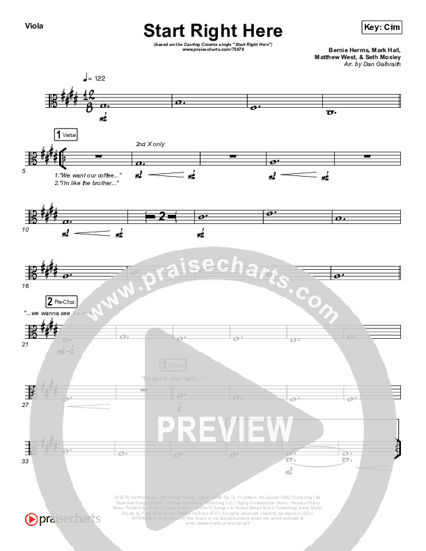 Start Right Here (Single) Viola (Casting Crowns)