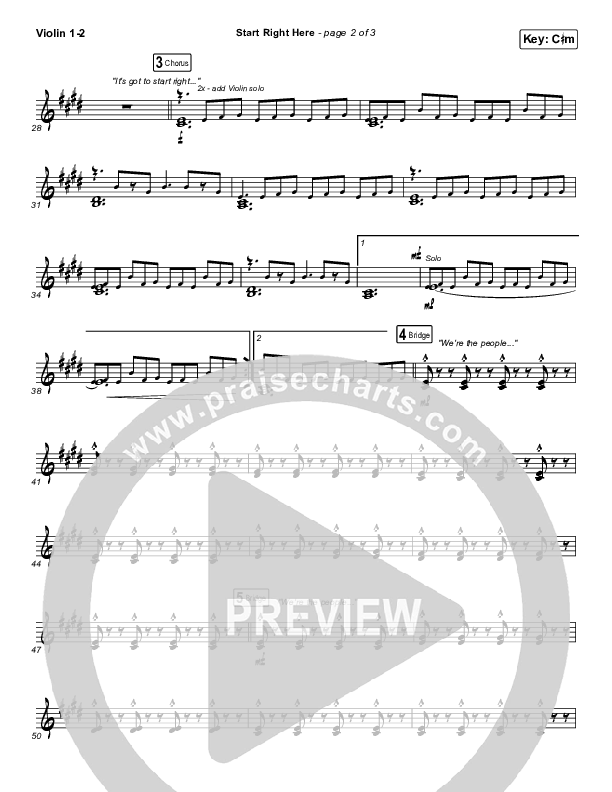 Start Right Here (Single) Violin 1/2 (Casting Crowns)