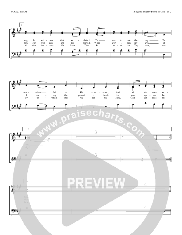 I Sing The Mighty Power Of God Choir Sheet (Todd Billingsley)
