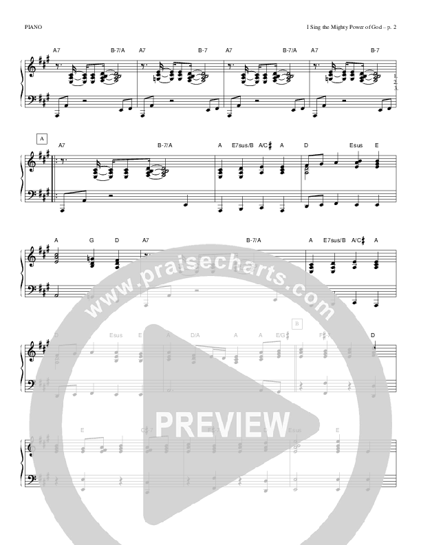 I Sing The Mighty Power Of God Piano Sheet (Todd Billingsley)