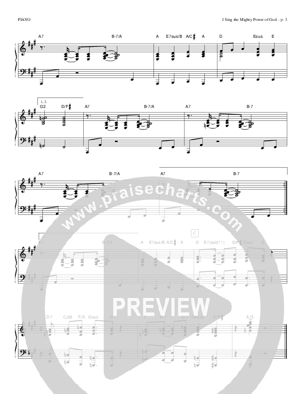 I Sing The Mighty Power Of God Piano Sheet (Todd Billingsley)
