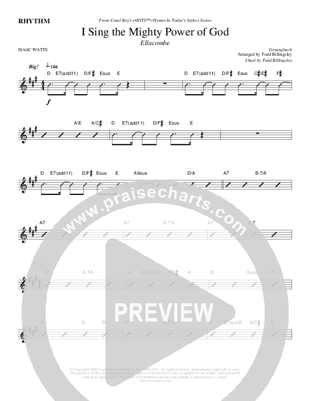 I Sing The Mighty Power Of God Rhythm Chart (Todd Billingsley)