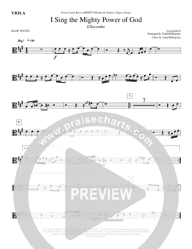 I Sing The Mighty Power Of God Viola (Todd Billingsley)