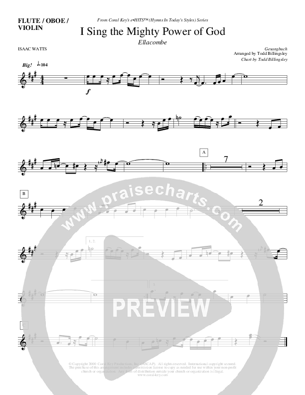 I Sing The Mighty Power Of God Violins (Todd Billingsley)