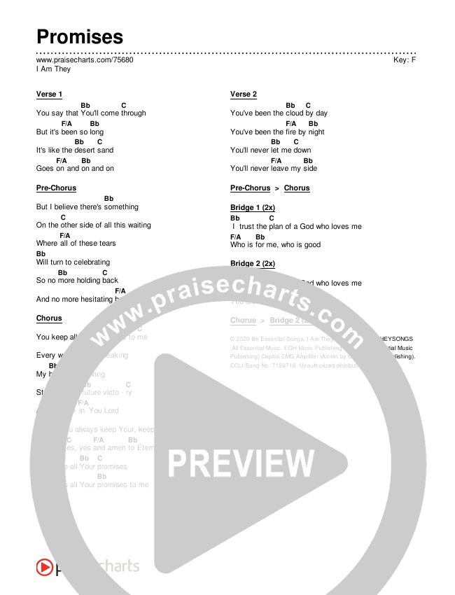 Promises Chords & Lyrics (I Am They)