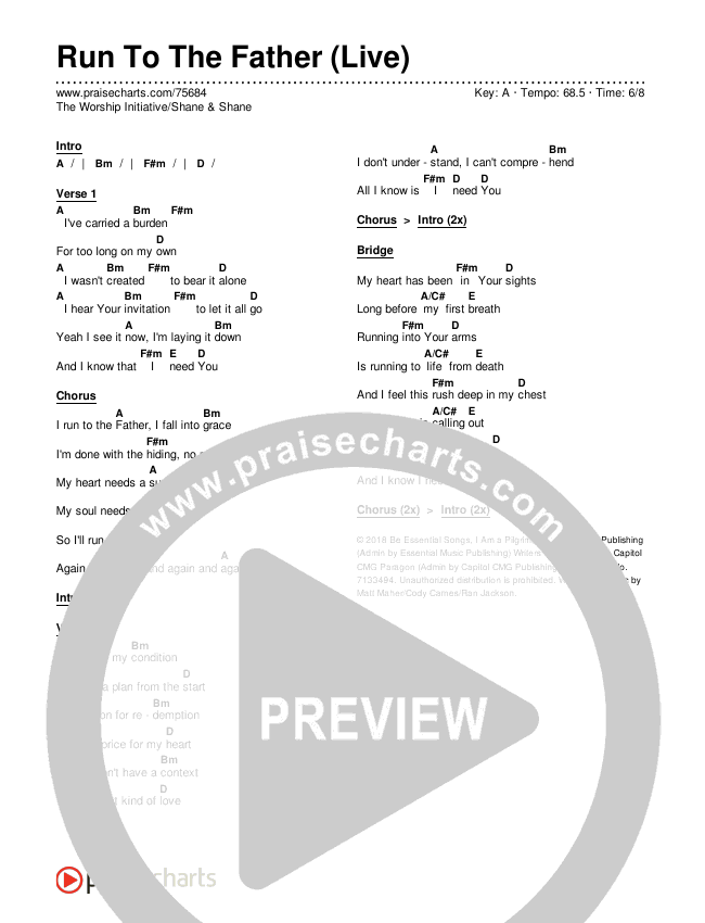 Run To The Father (Live) Chords & Lyrics (The Worship Initiative / Shane & Shane)