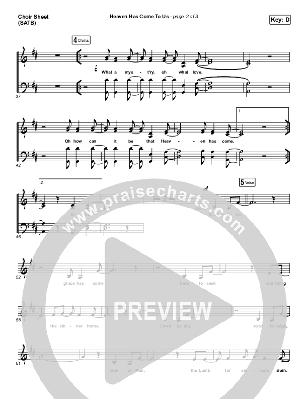 Heaven Has Come To Us Choir Vocals (SATB) (Sovereign Grace)