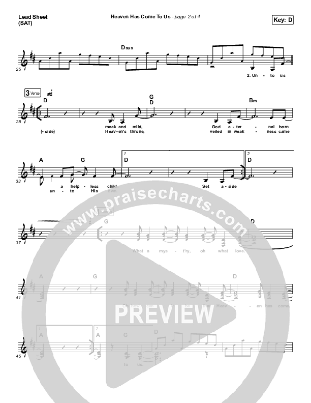 Heaven Has Come To Us Lead Sheet (SAT) (Sovereign Grace)