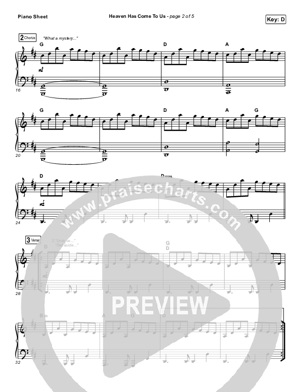 Heaven Has Come To Us Piano Sheet (Sovereign Grace)