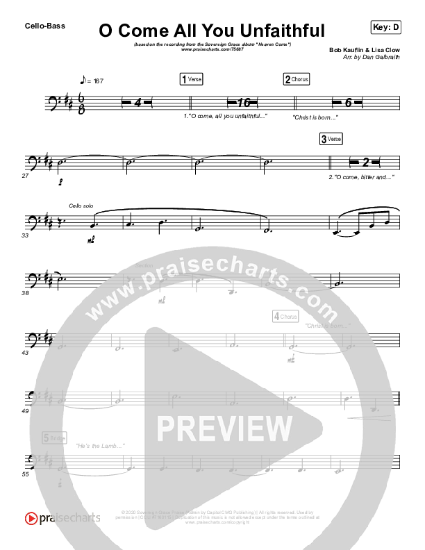 O Come All You Unfaithful Cello/Bass (Sovereign Grace)