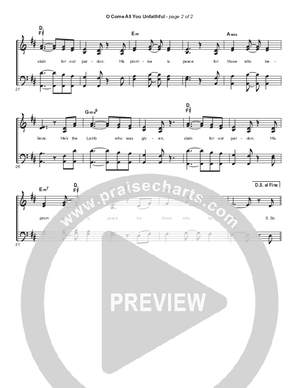 O Come All You Unfaithful Hymn Sheet (Sovereign Grace)