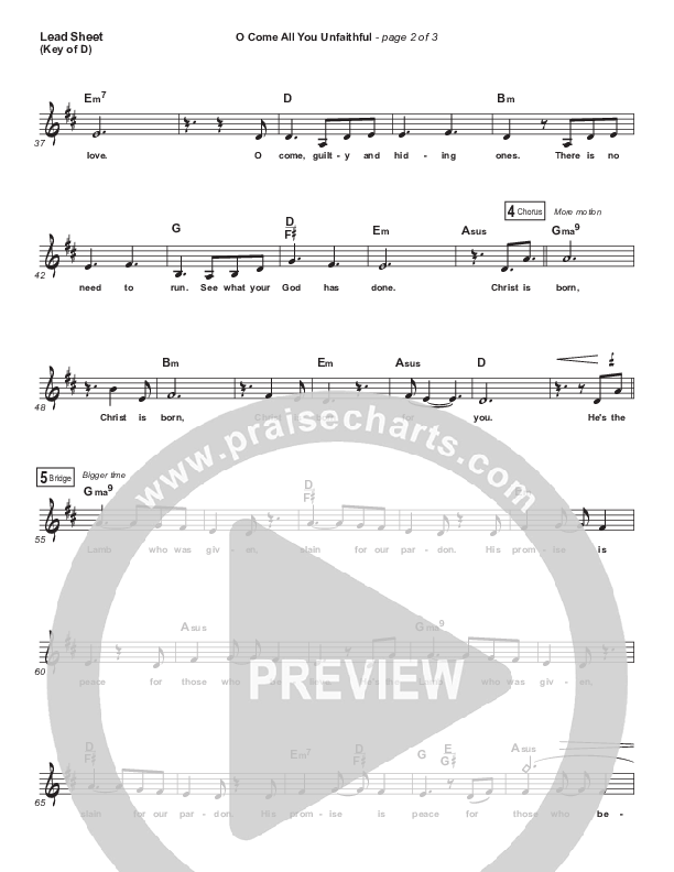 O Come All You Unfaithful Lead Sheet (Melody) (Sovereign Grace)