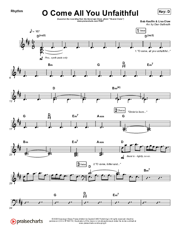 O Come All You Unfaithful Rhythm Chart (Sovereign Grace)