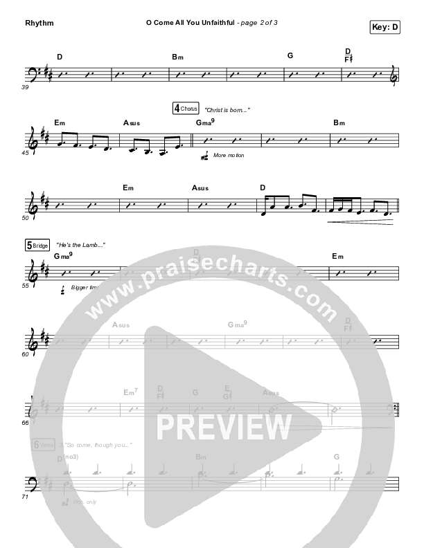 O Come All You Unfaithful Rhythm Chart (Sovereign Grace)