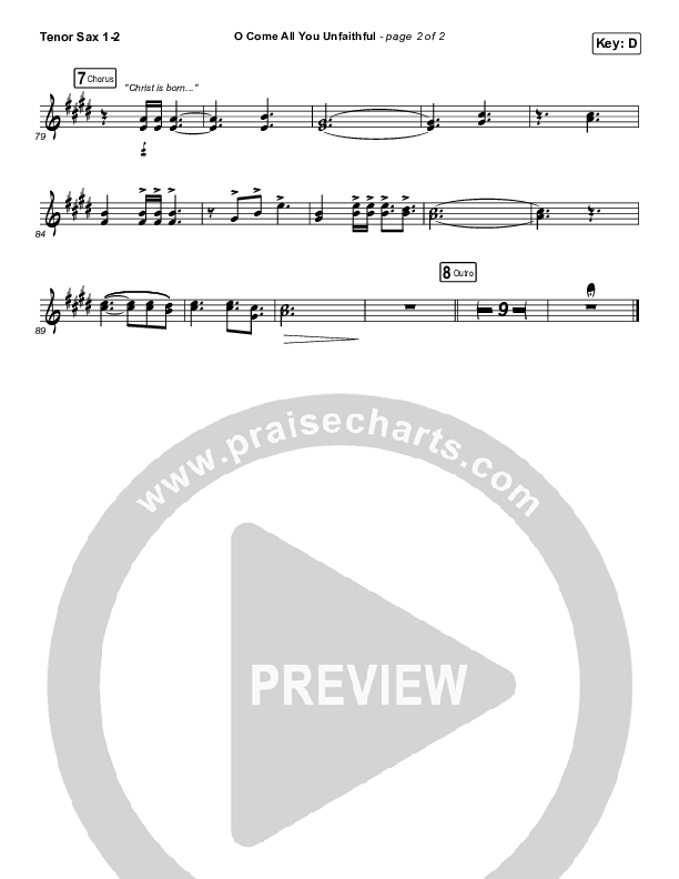 O Come All You Unfaithful Tenor Sax 1/2 (Sovereign Grace)