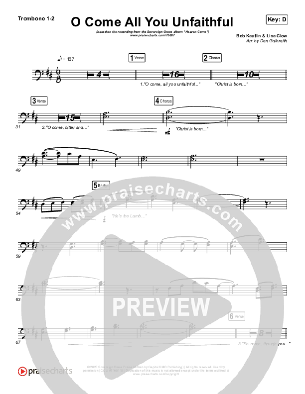 O Come All You Unfaithful Trombone 1/2 (Sovereign Grace)